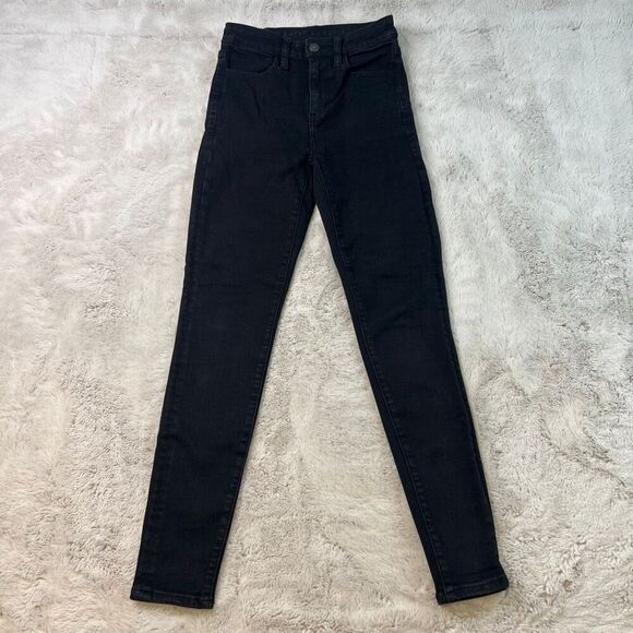 American Eagle Jegging Jeans Womens Size 2 Black Next Level Stretch Highest Rise - Picture 3 of 10